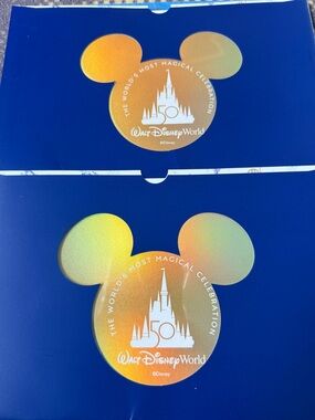 Walt Disney World 50th Anniversary Mickey Sticker Set - Blue & Holographic Gold